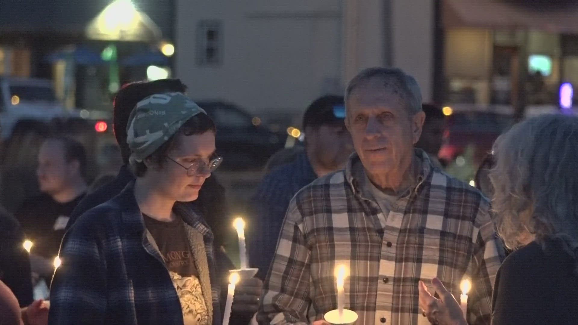 Community members in Lisbon gathered together Saturday night to honor the 18 lives lost in a mass shooting incident in Lewiston Wednesday, Oct. 25.