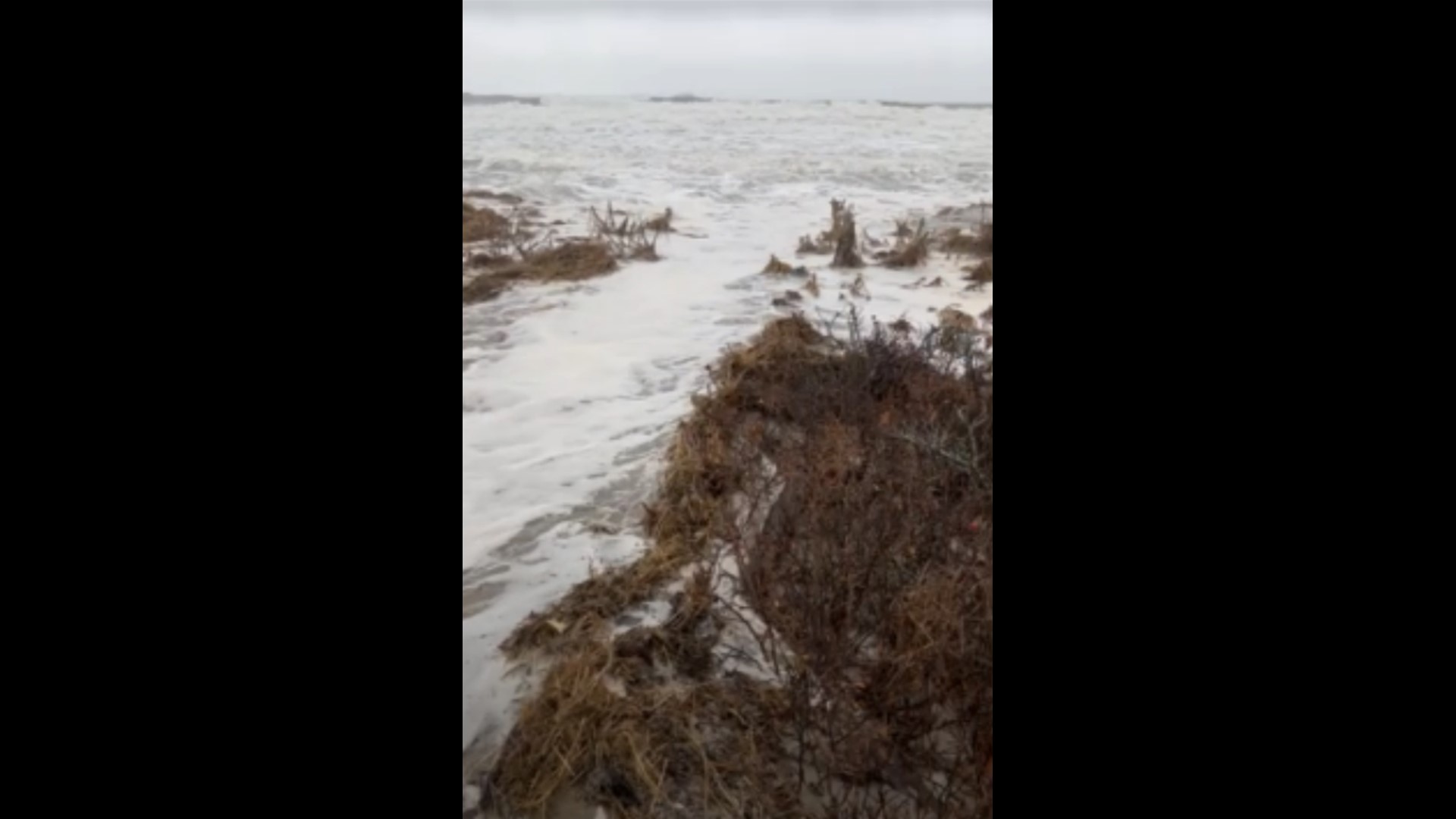 Old Orchard Beach saw rough waves during Saturday's storm.