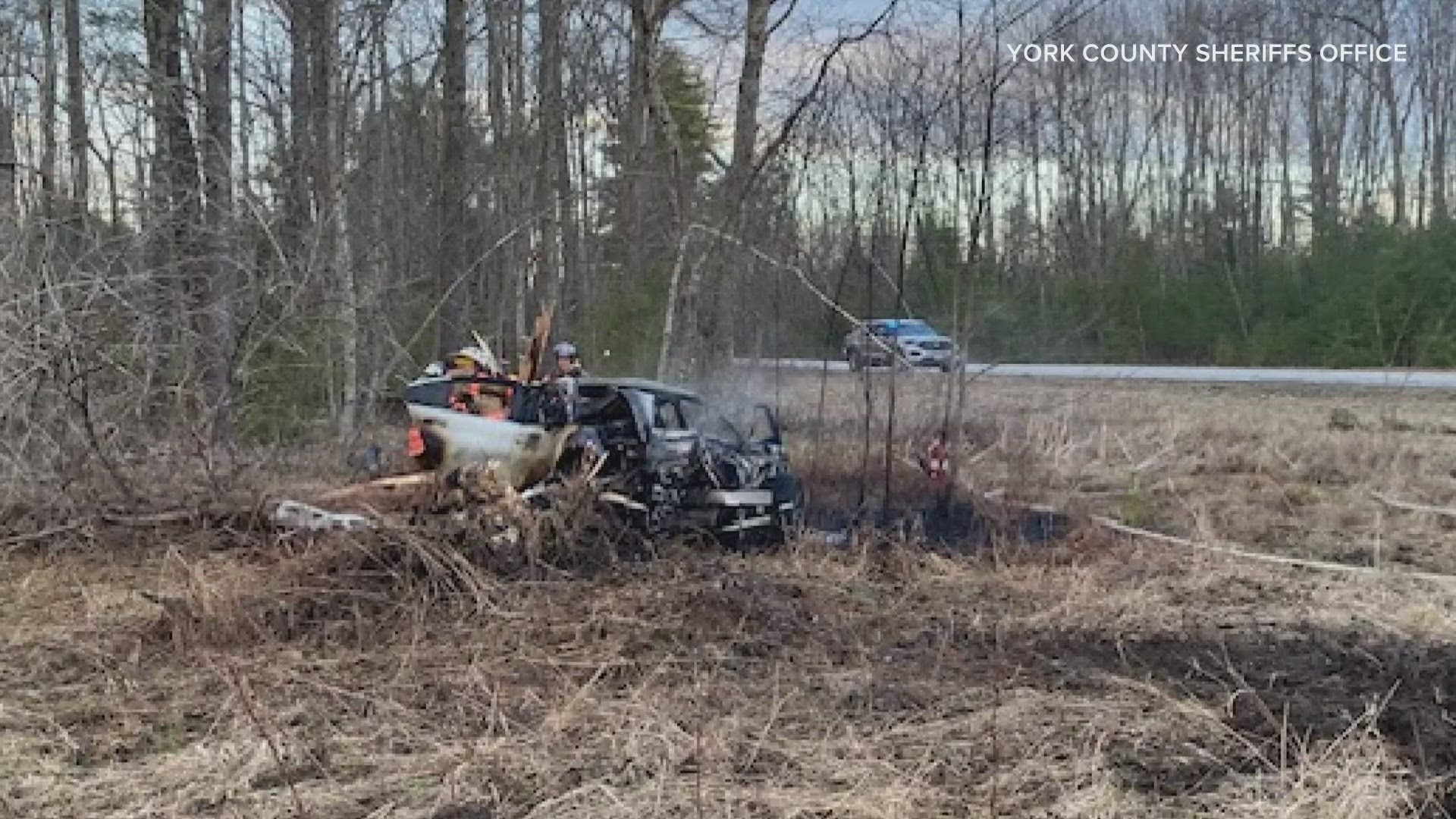 Witnesses reportedly told deputies a passerby pulled the driver out of the vehicle after seeing the fire, but the passerby left the scene before officials arrived.
