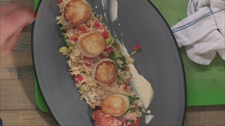 207 Recipe: Lobster fried rice with seared scallops