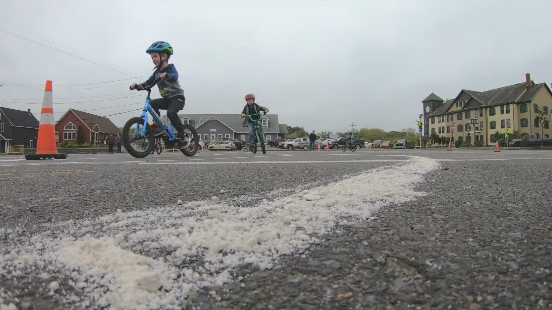Kids ages 4 to 10 got a bike safety check and could ride through an obstacle course that taught them about traffic laws.