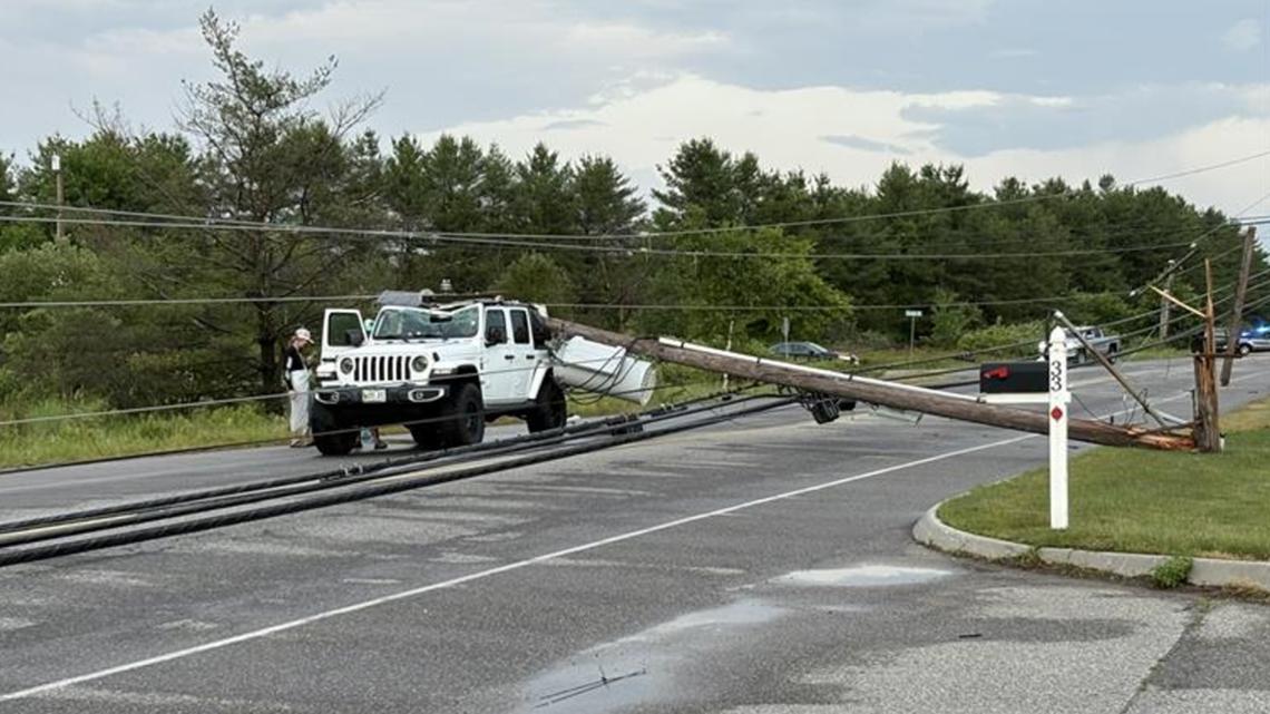 Utility pole falls on top of car during strong winds in Scarborough ...