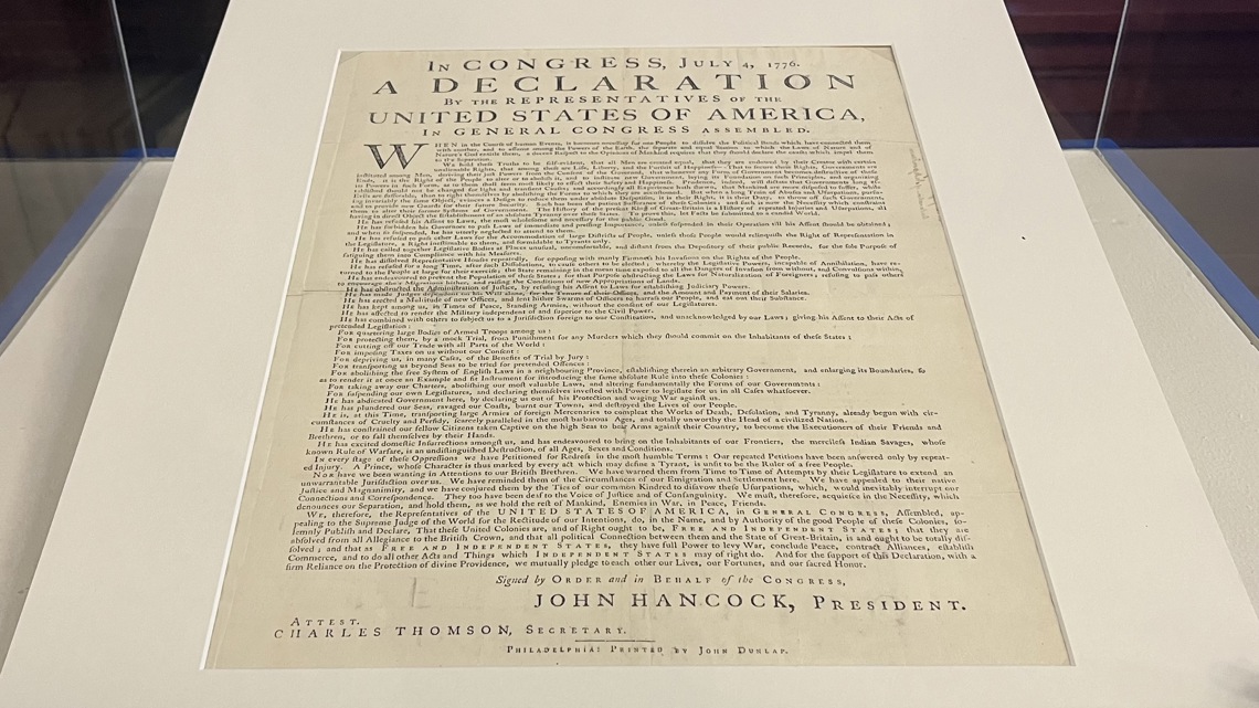 Rare copy of the Declaration of Independence coming to each of Maine's 16 counties