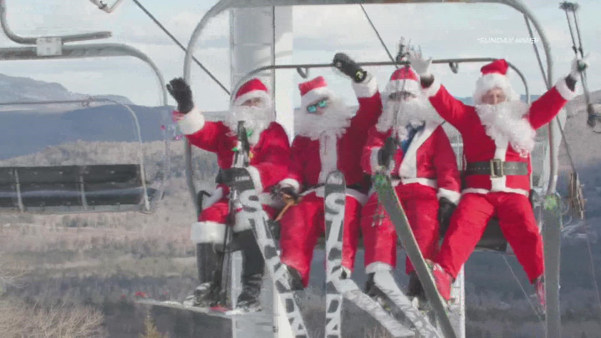 Over 230 people participated in Santa Sunday at Sunday River to raise money for education and recreation programs.