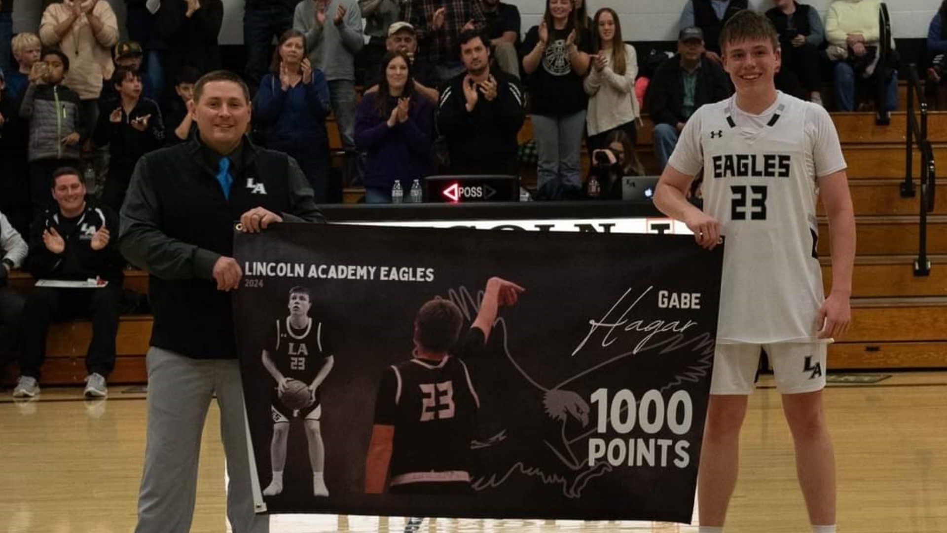 Lincoln Academy's first basketball tournament game is Friday, so Gabe Hager has played his last game at his home gym, but not without making history first.
