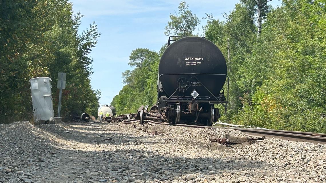 Four empty tank cars of a train derail in Newport
