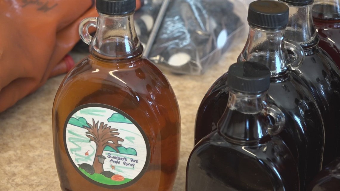 Students at Sweetser School learn about maple syrup production