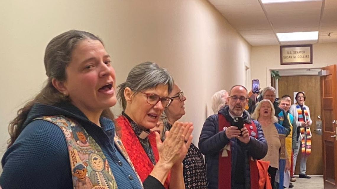 Maine faith leaders hold prayer protest at Collins' Portland office over ICE operations