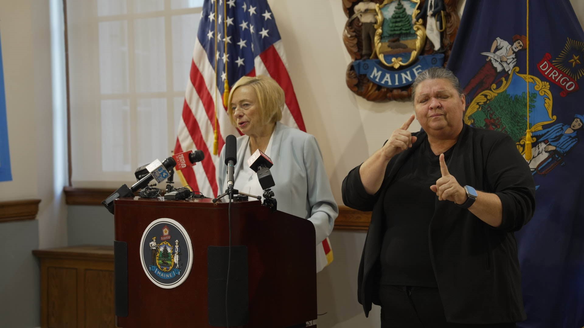 Gov. Janet Mills delivered a prepared statement over her response to the final report released by the independent commission investigating the Lewiston tragedy.