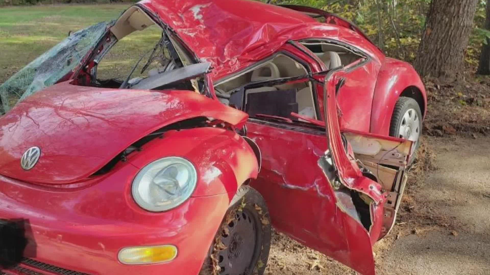 Tasha Dostie, 50, of New Gloucester was injured in a crash on Snow Hill Road in New Gloucester Saturday, October 23 when her car went off the road, hitting a tree.