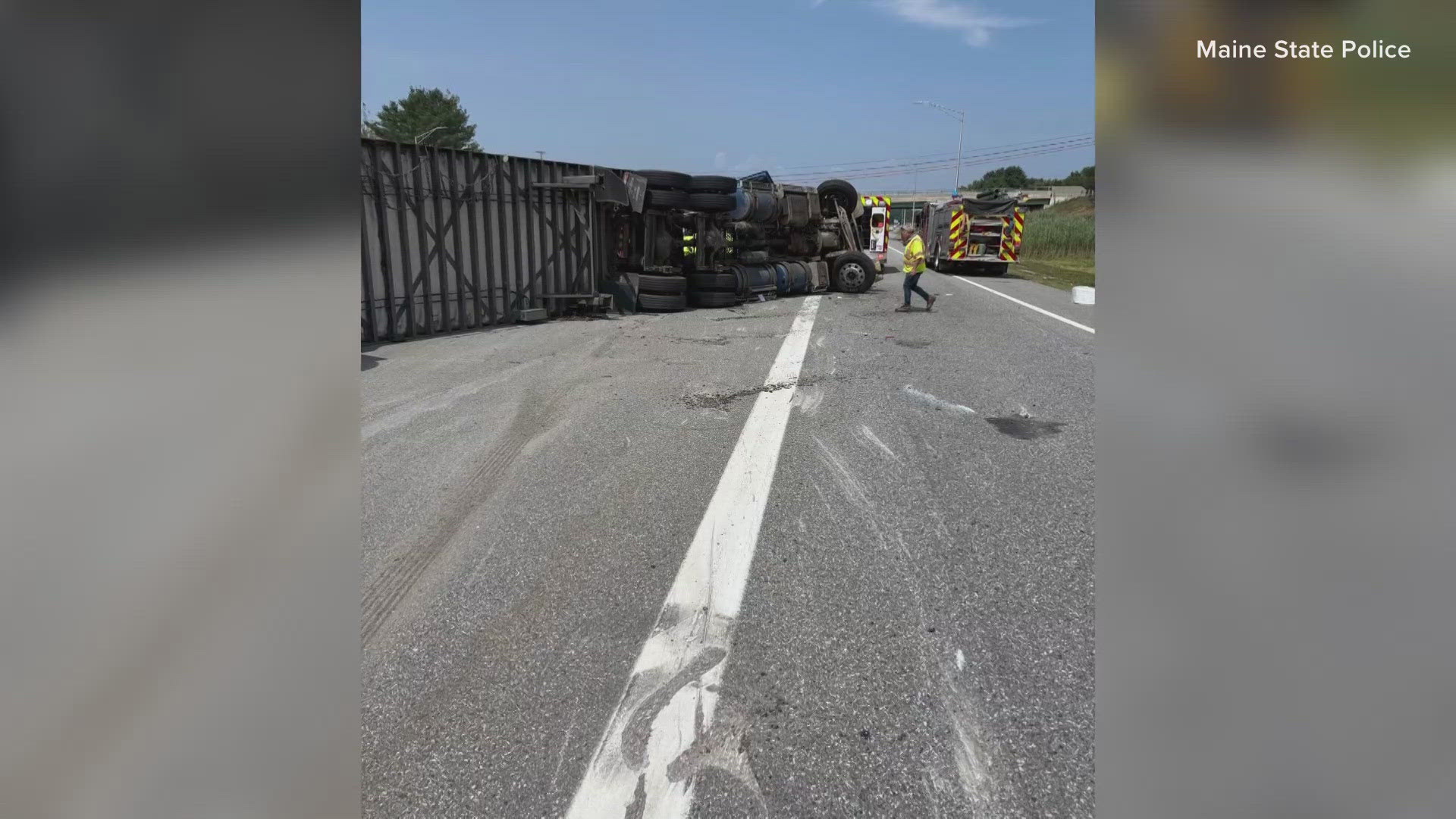 Interstate 95 tractor-trailer rollover closes northbound lanes in Gray ...