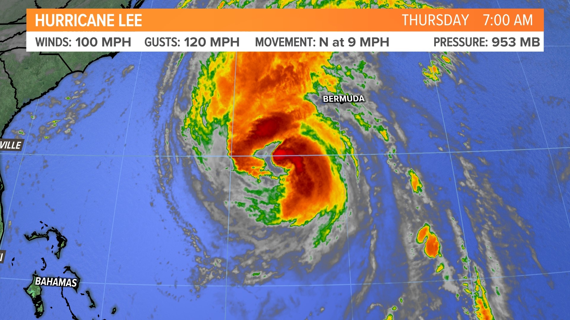 Hurricane Lee moves slightly to the east Thursday update