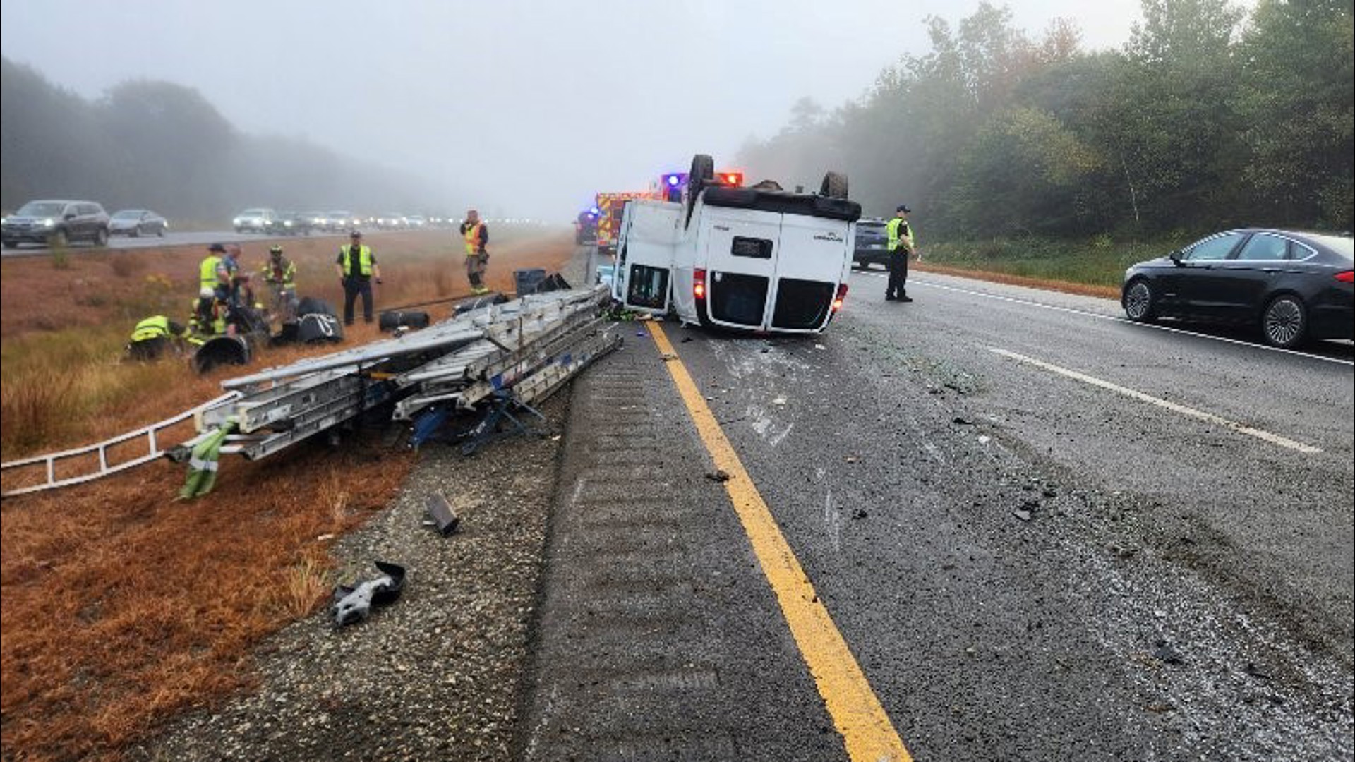 Police say a South Portland man was driving with a suspended license. He and three passengers were taken to the local hospital and are expected to be OK.