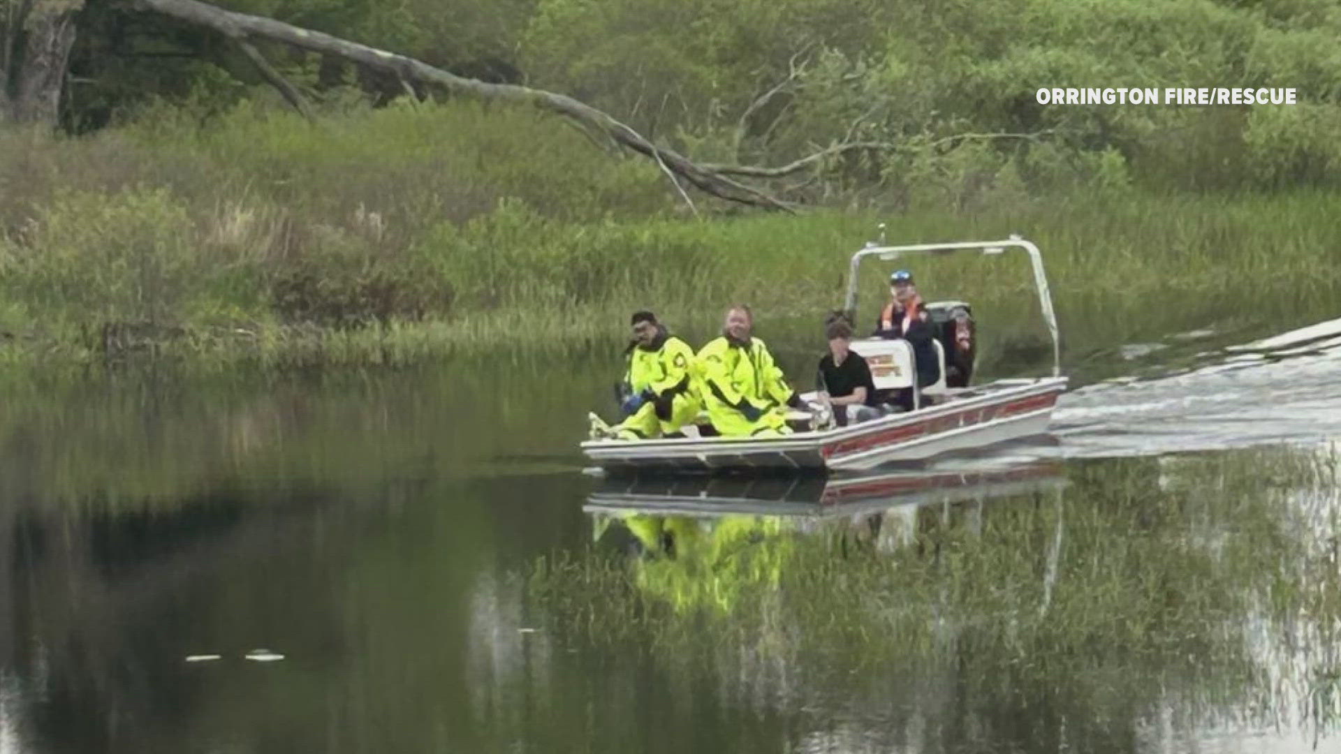 The two ended up stranded on an island in the middle of a stream and were rescued by emergency crews from Orrington and Brewer. 