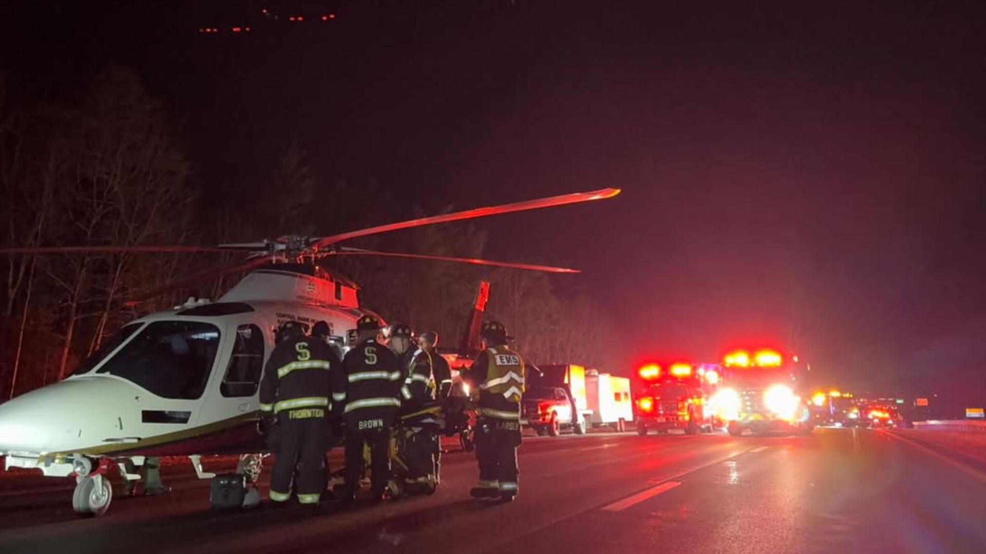 Emergency crews responded to a serious, multivehicle crash Friday night that closed the southbound lanes of the Maine Turnpike in Scarborough.