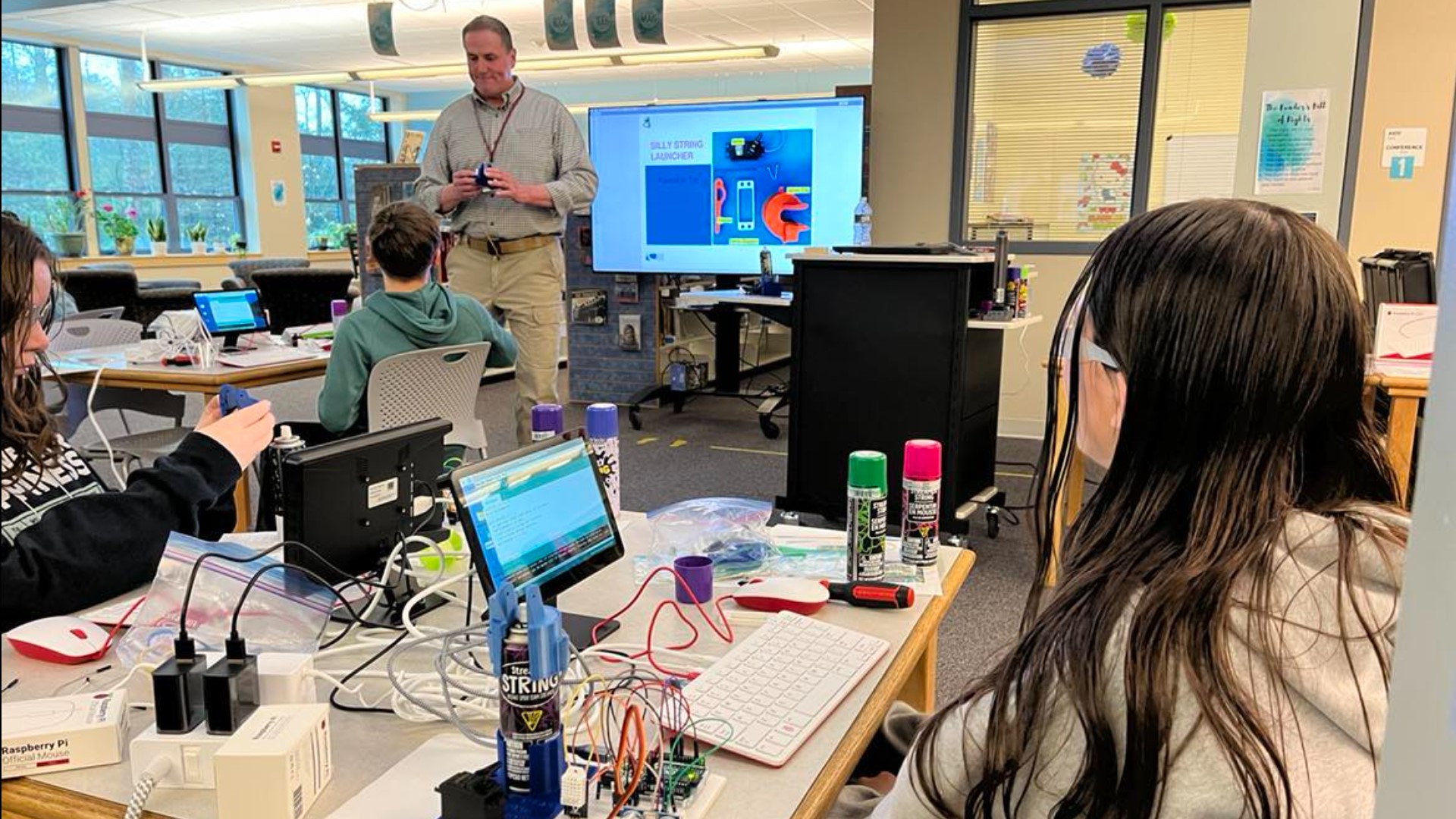 The school partnered with Southern Maine Community College to teach students how to build computer networks that remotely control machines, with a hilarious result.