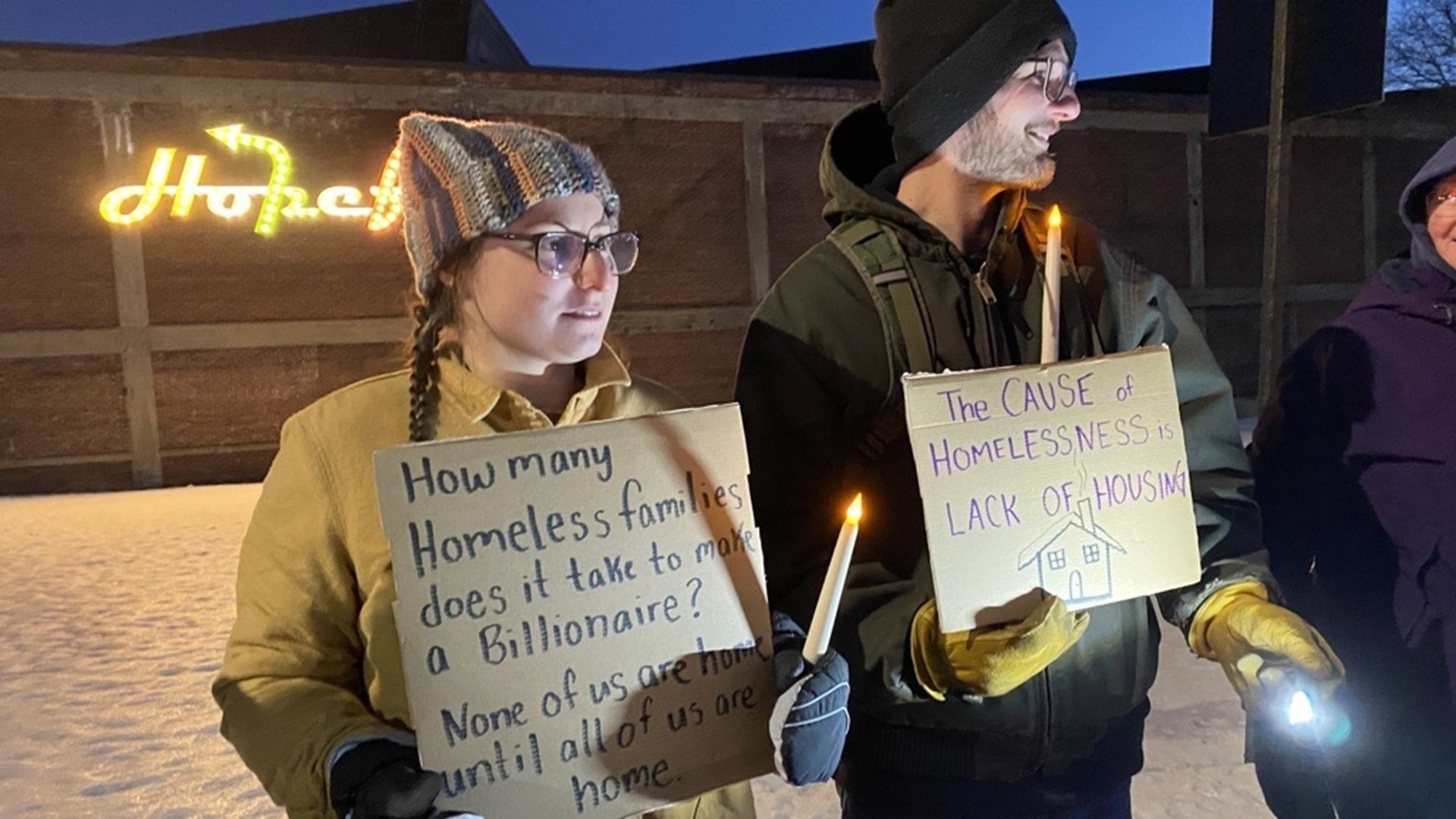 Wednesday's vigil also came in the wake of a new ordinance passed in Lewiston, which places restrictions on where people experiencing homelessness can sleep.