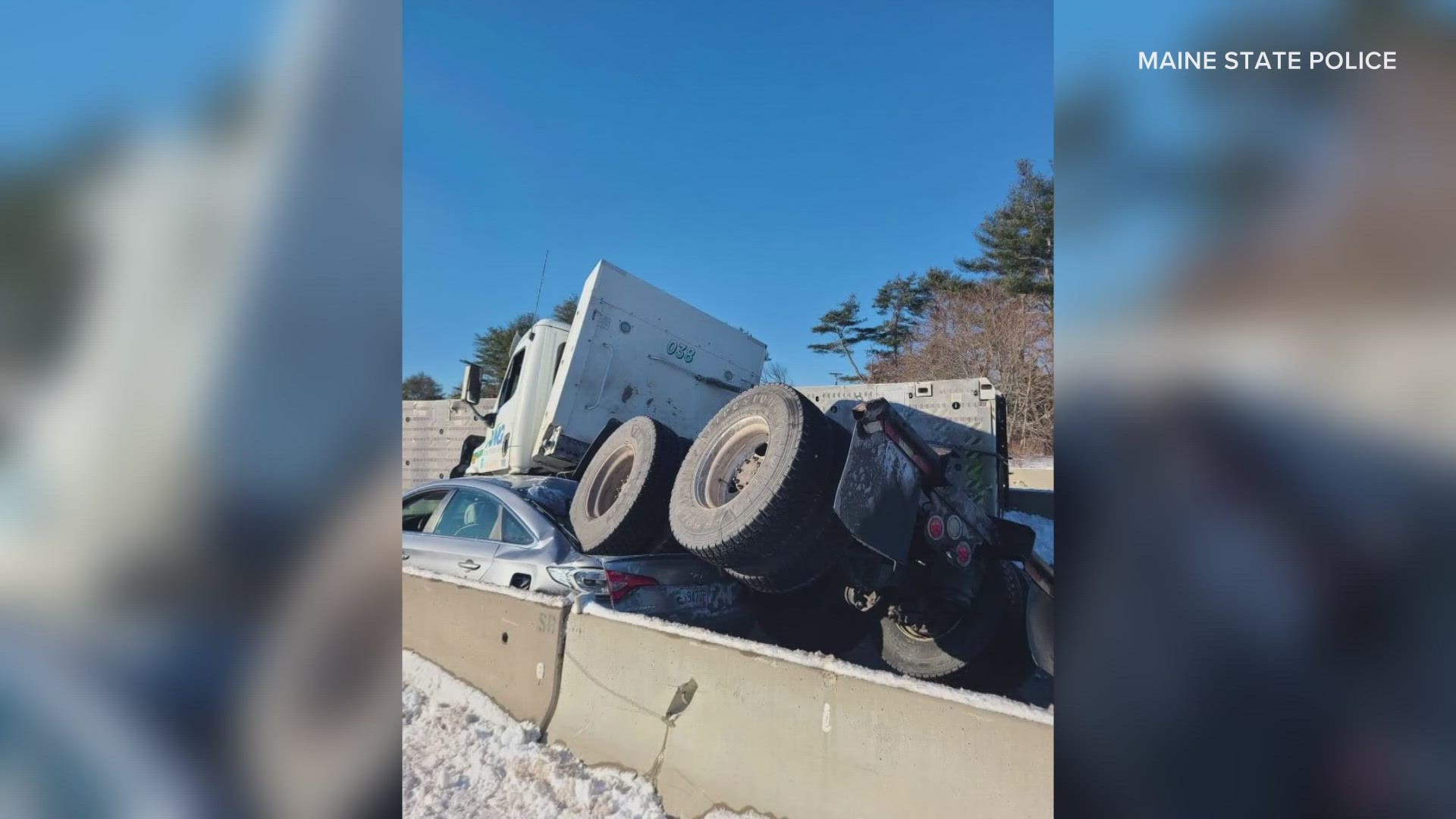 The cleanup after a crash on I-295 in Yarmouth involving a tractor-trailer turned out to be a surprising ordeal.