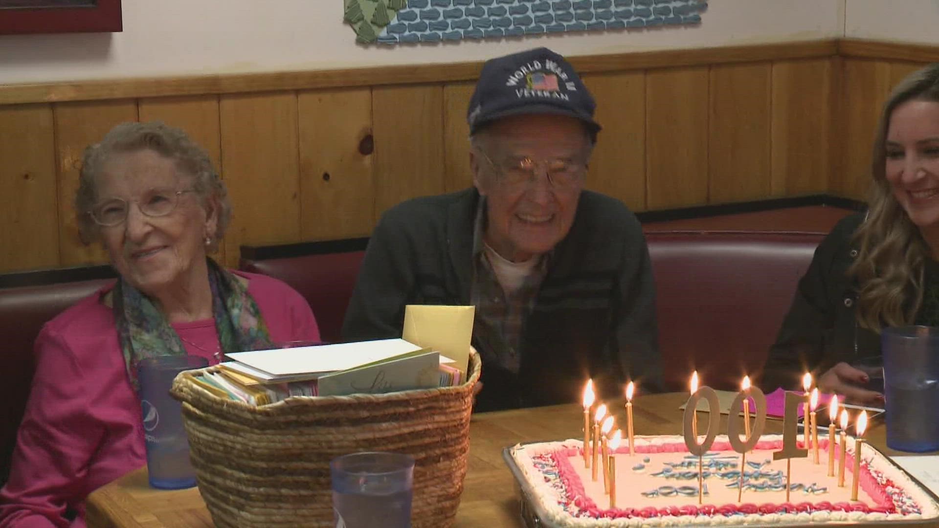 Arthur Babineau turned 100 today and he spent part of his special day having lunch with his family at Becky's