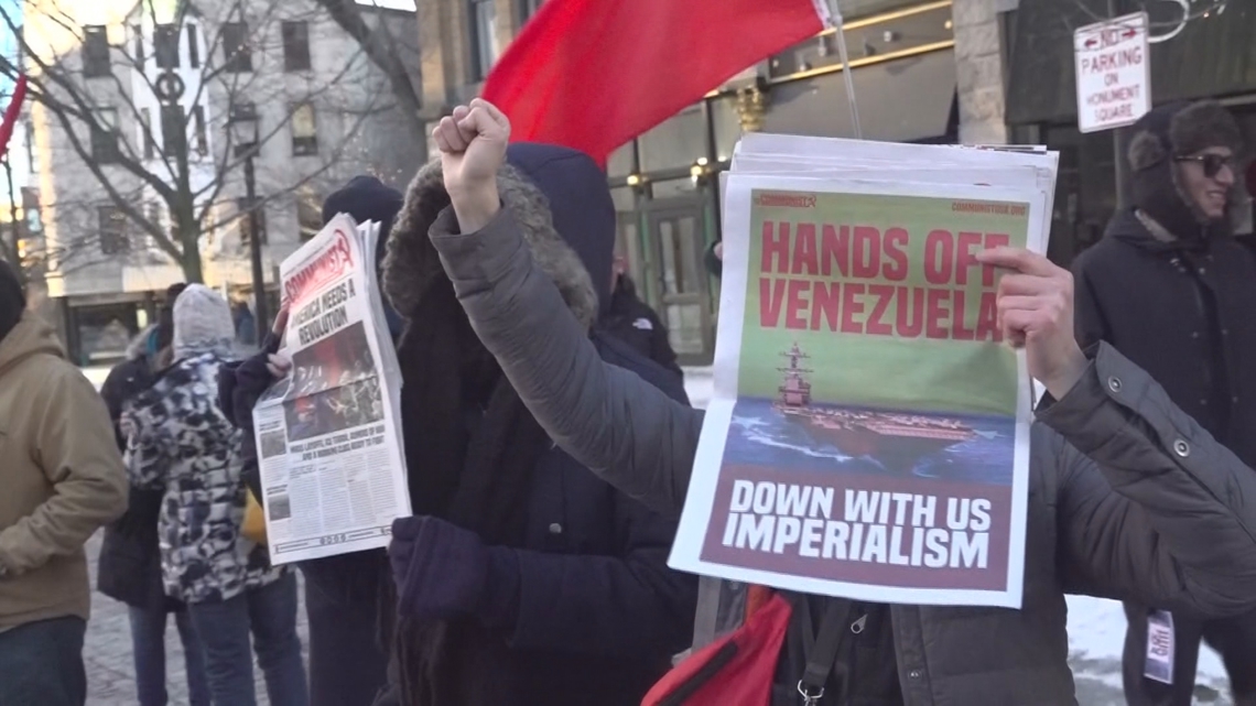 Mainers rally in Portland to protest U.S. military strikes on Venezuela