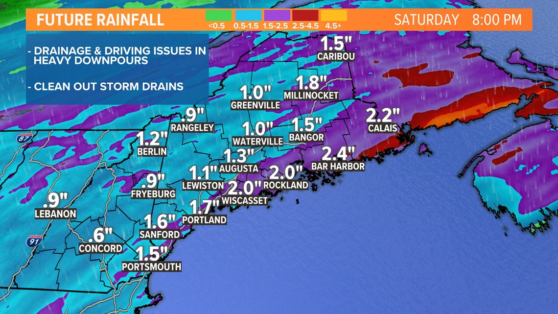 Maine weather forecast Drenching rain to start the weekend