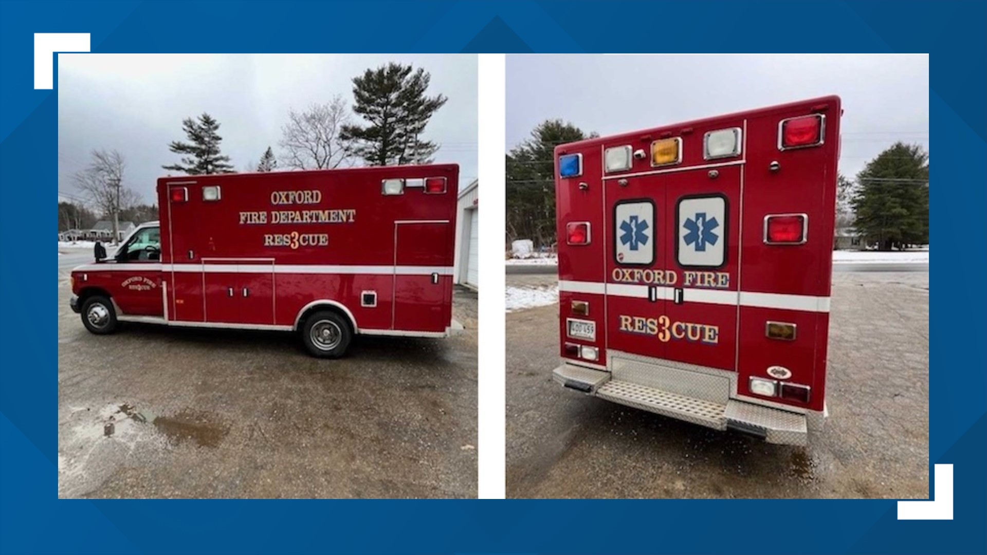 The ambulance is one of three Oxford vehicles up for bid, including a fire truck.