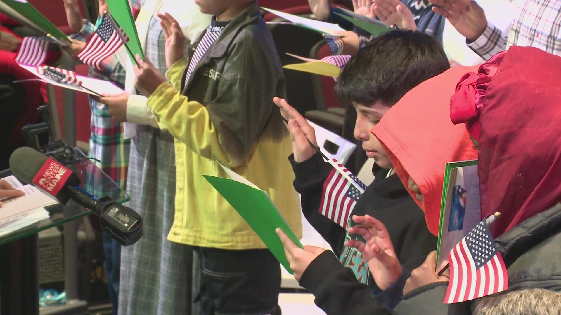 Two citizenship ceremonies were held at the Children's Museum & Theatre of Maine in Portland.