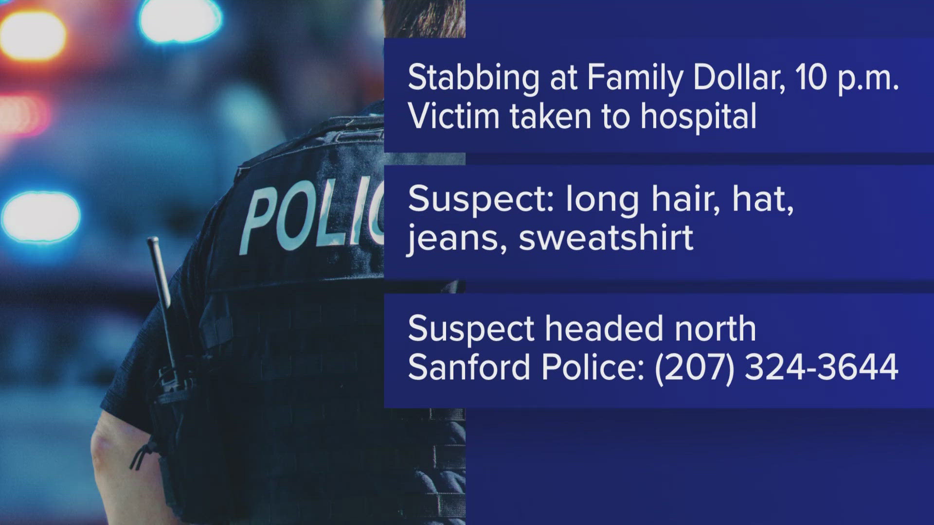 Sanford police said they found a person who had stab wounds to his back and side at the Family Dollar store in the Midtown Mall.