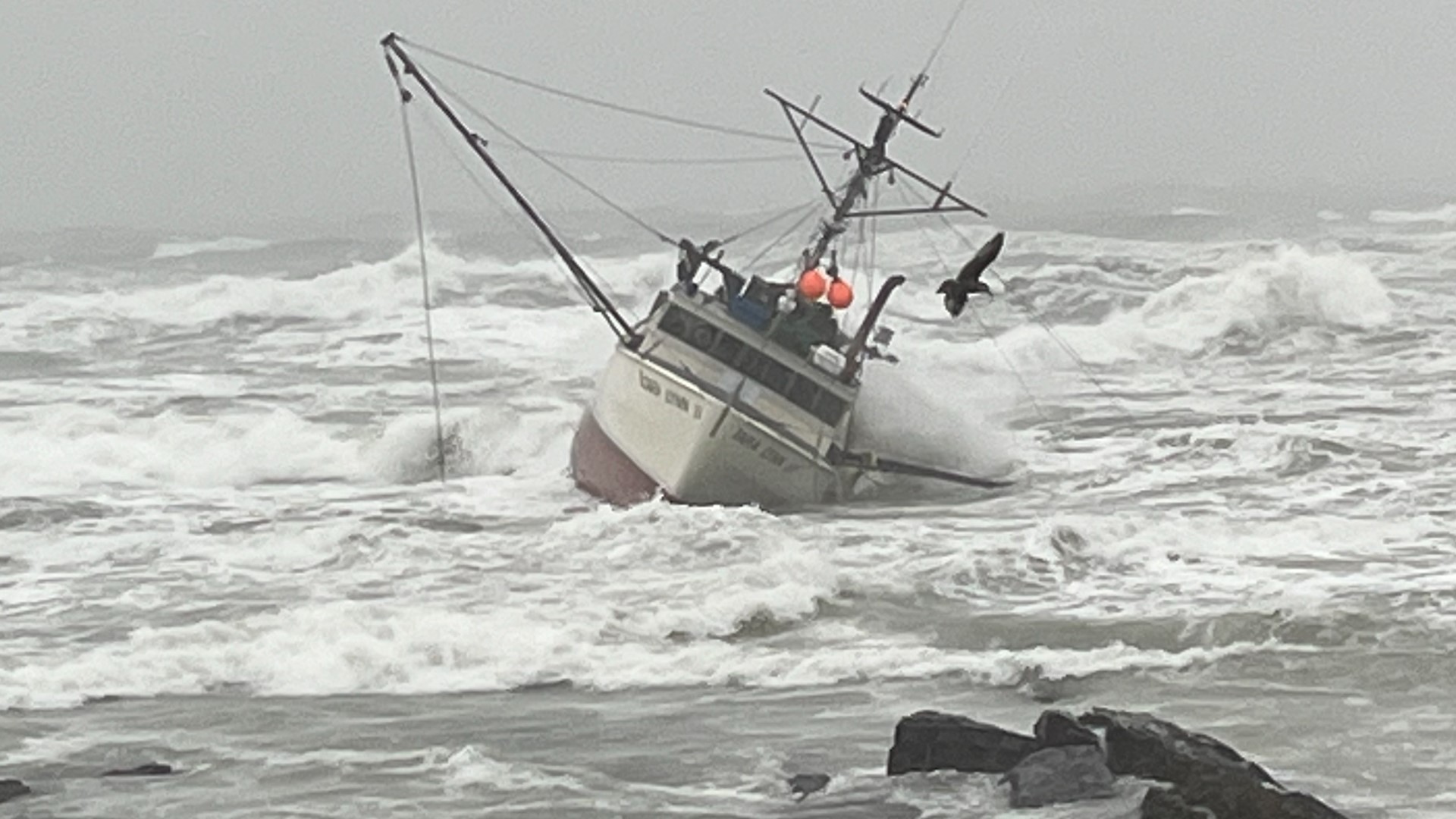 The Cape Elizabeth Fire Department said all four people aboard were able to get off the boat.