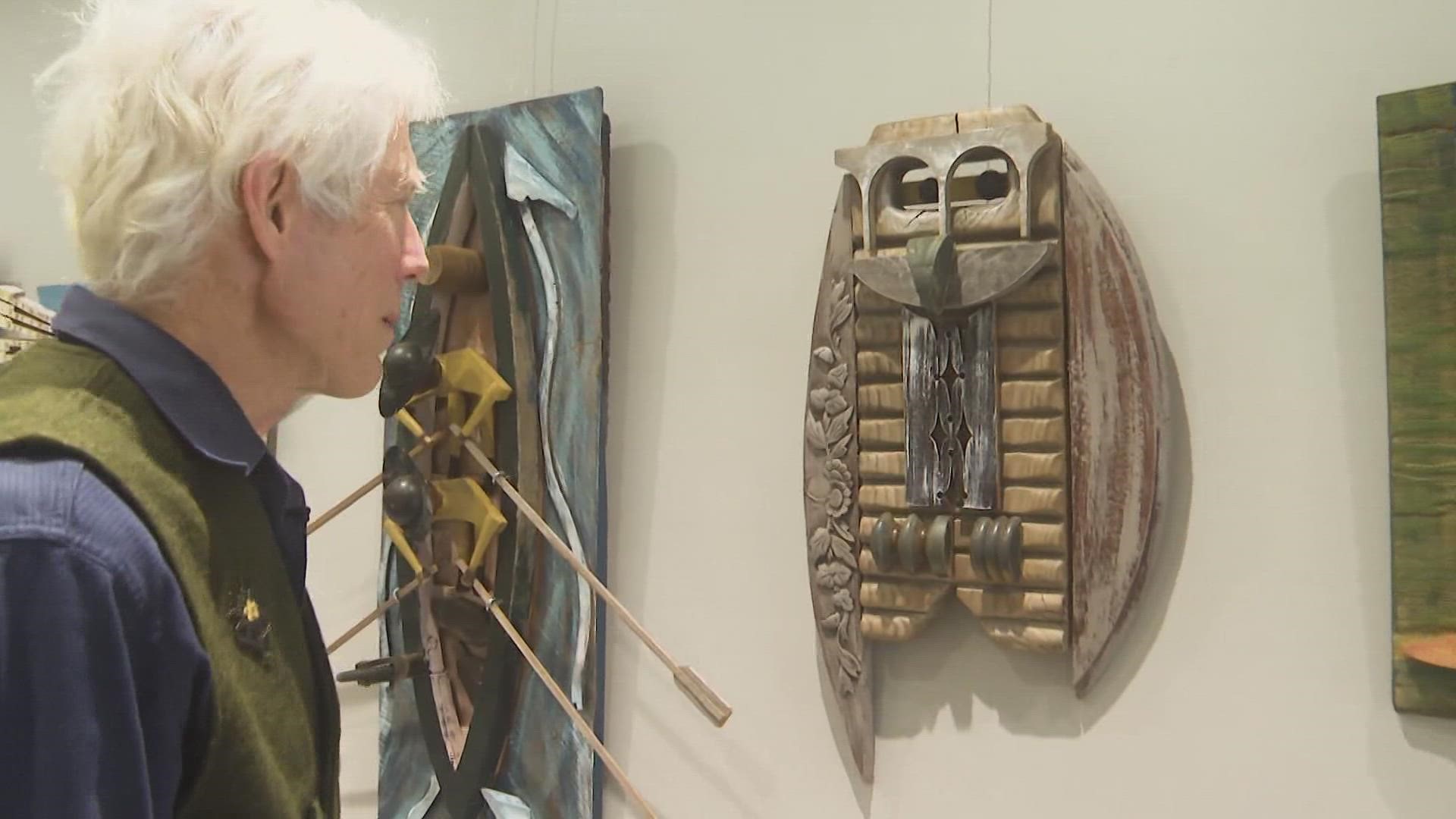 From the dump to an art display—a local salvage sculptor uses discarded wood materials from all over the state to create pieces of whimsical art.