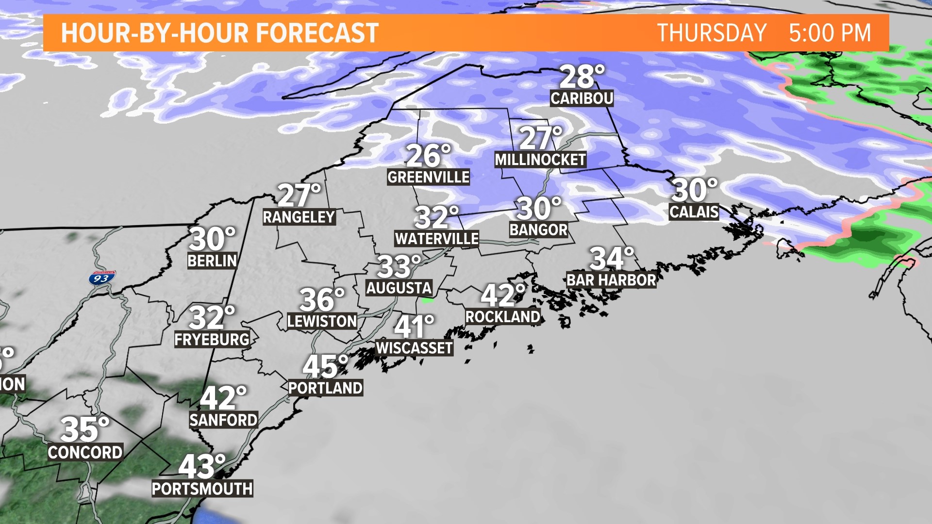 Maine snowfall forecast First flakes for many expected Thursday