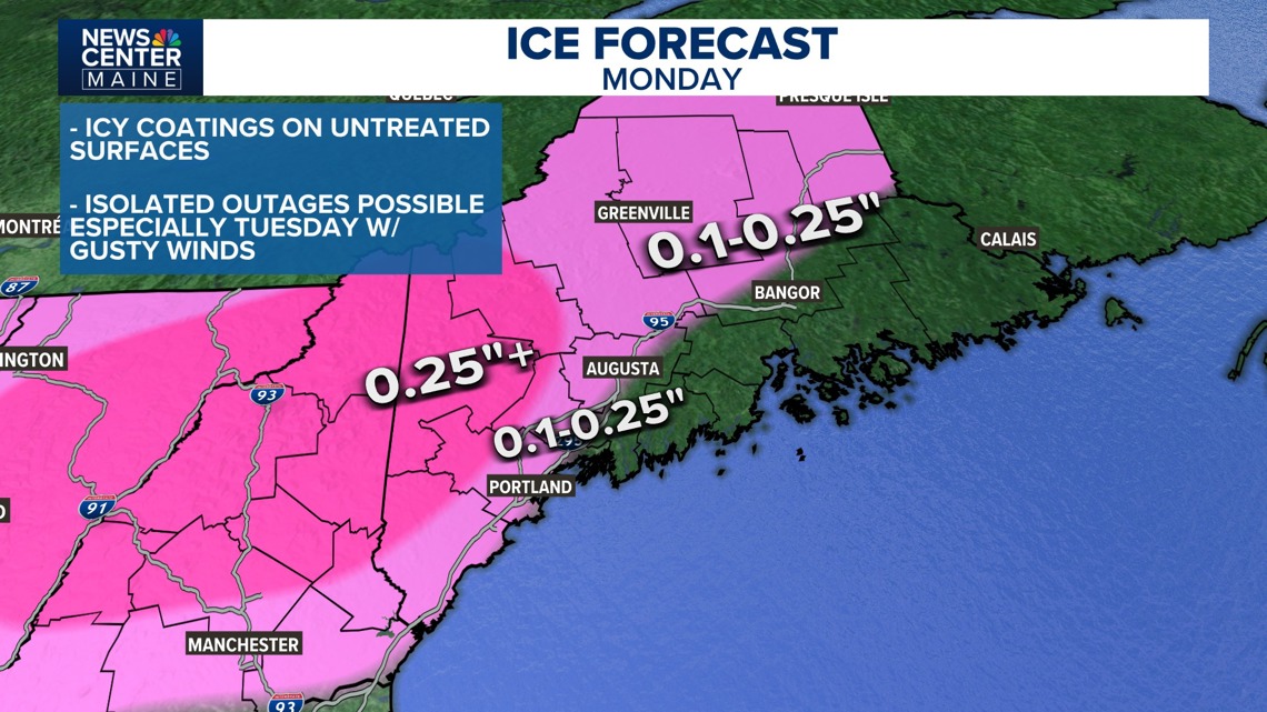 Messy storm to bring ice, slick travel to Maine Monday