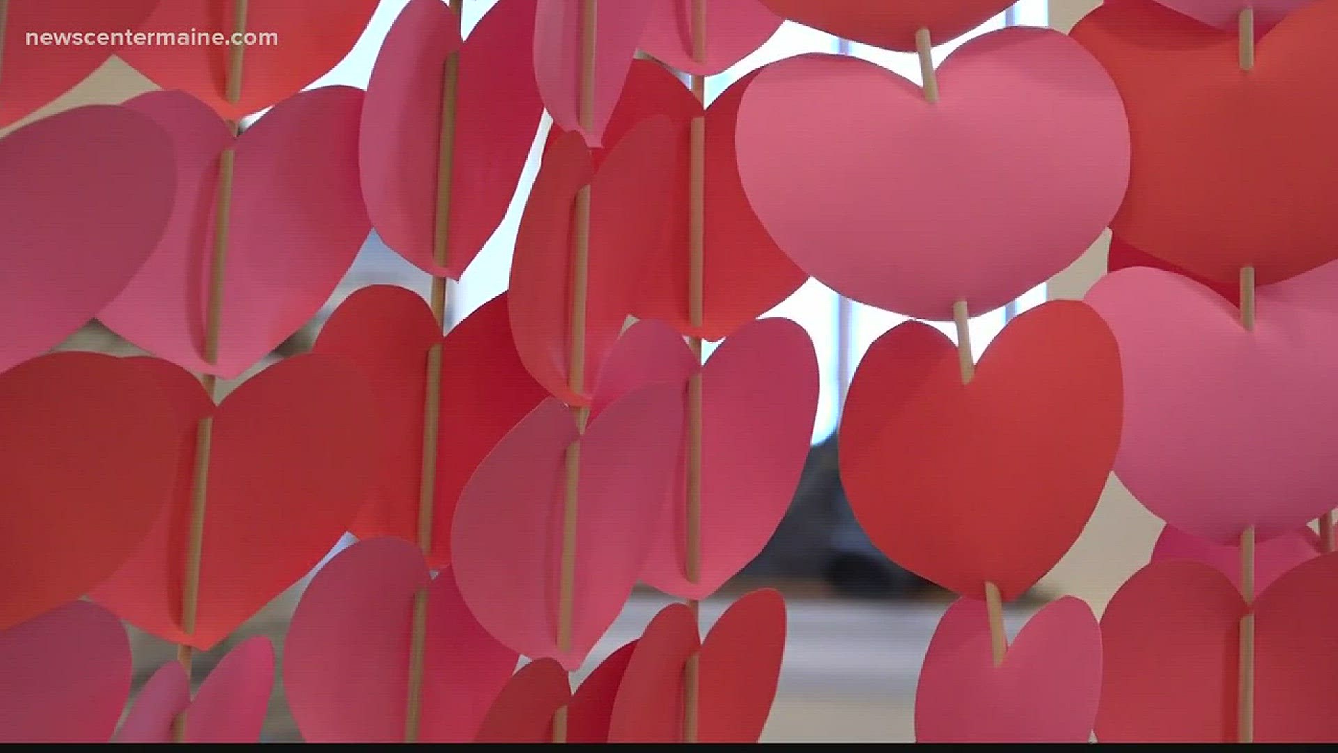 Hundreds of hearts representing foster kids decorate the Maine State House for Valentine's Day