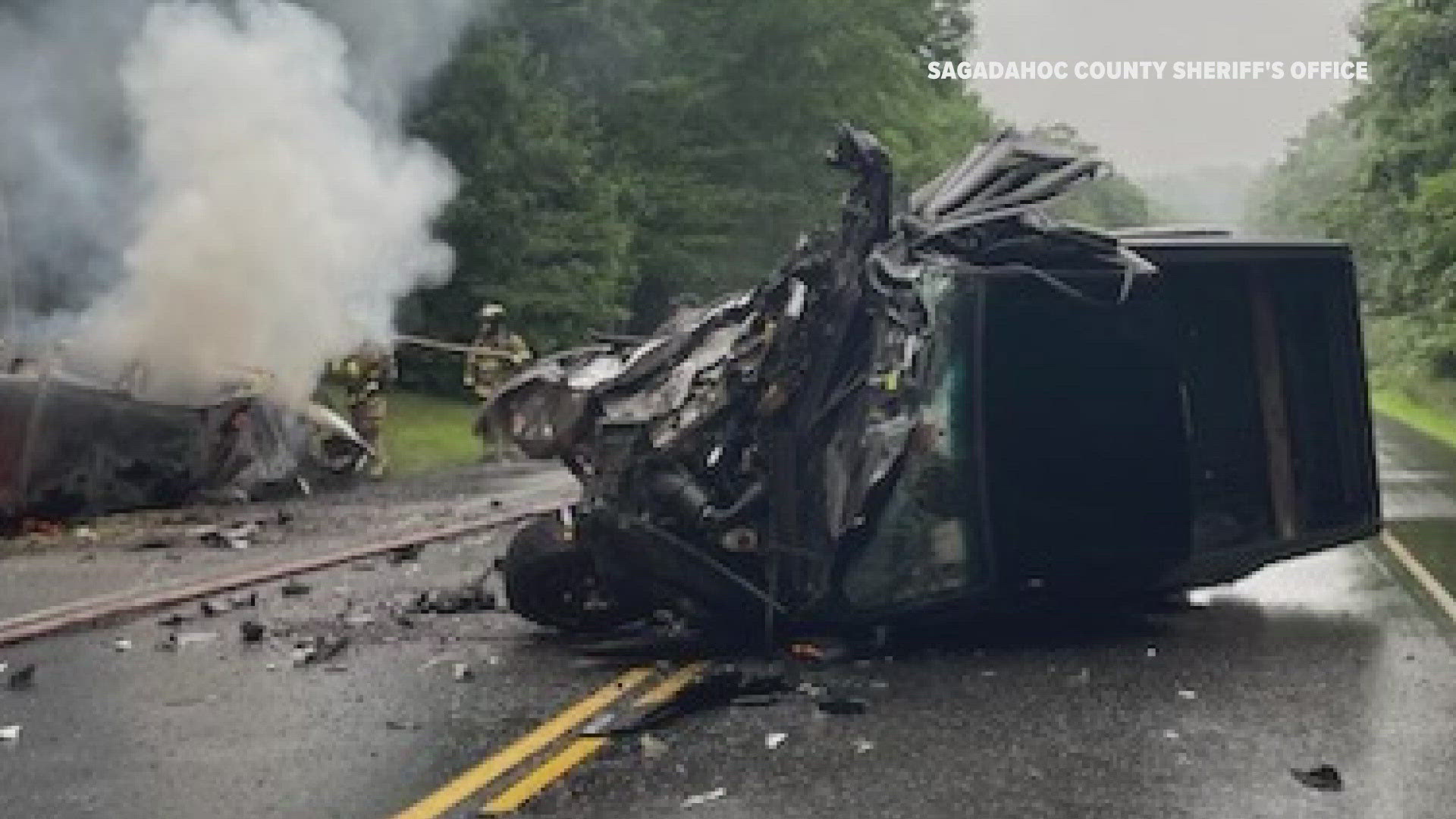 One driver dies after truck catches fire following two-vehicle crash in ...