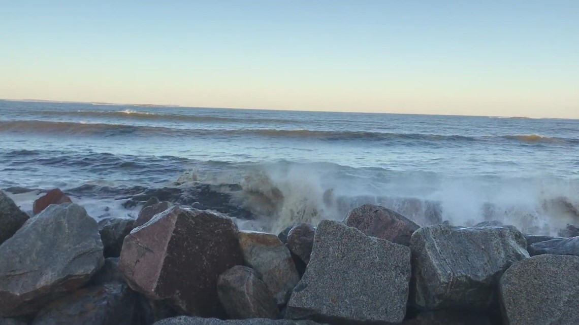 Camp Ellis near high tide