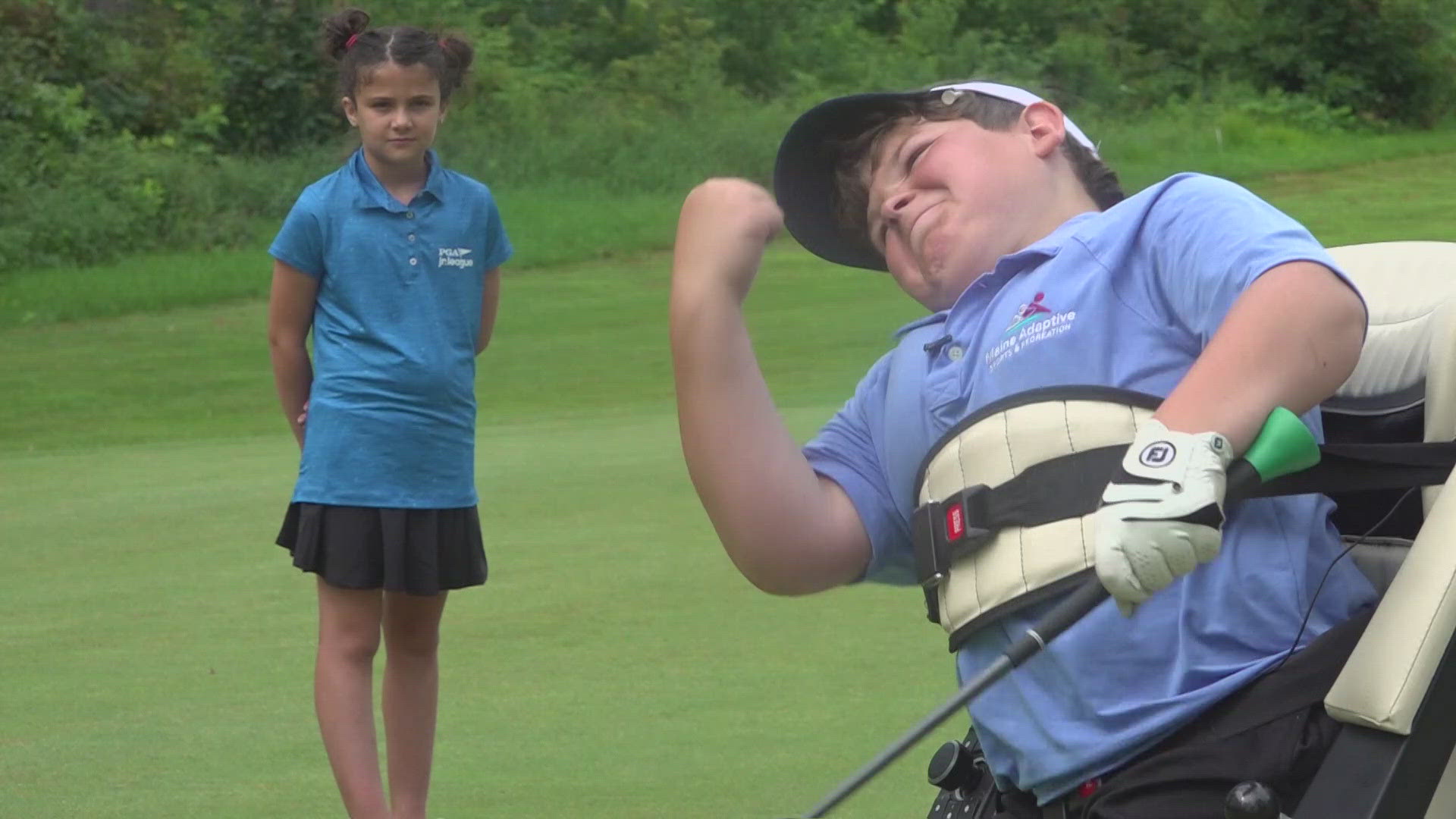 Paralyzed from the waist down, 12-year-old Kellan Tilton can now play golf with help from VertaCat's cutting-edge technology.