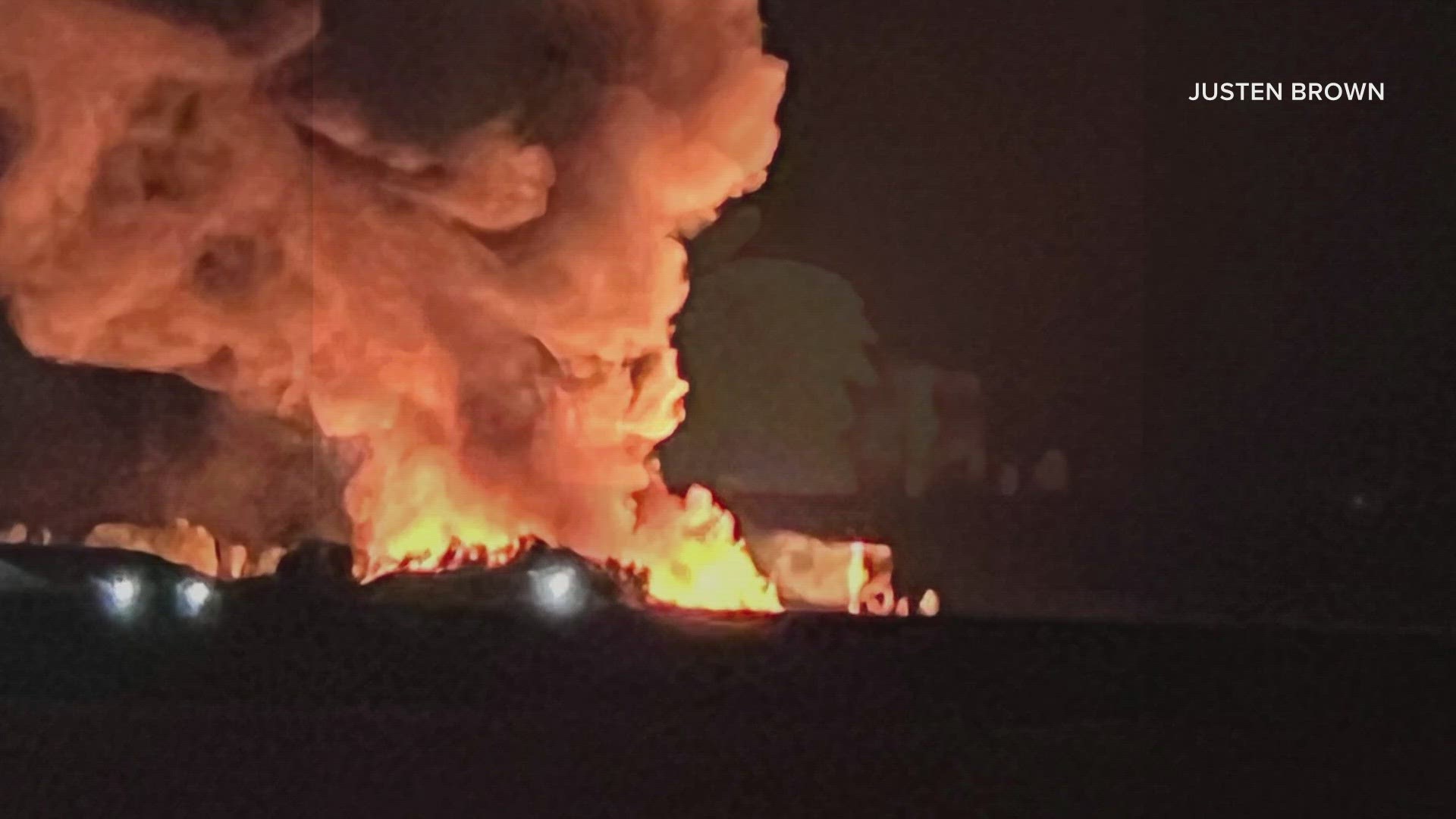 Crews are responding to a large structure fire located near the Houlton-Irish Settlement International Airport in Aroostook County Tuesday night.