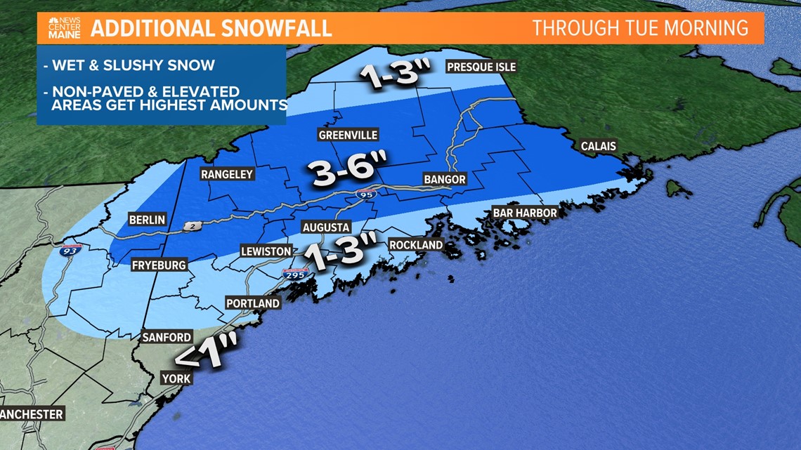 Snow forecast in Maine calls for showers through Monday evening ...