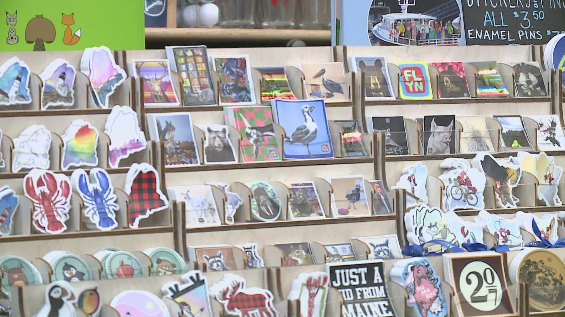 The little corner souvenir shop on Exchange Street in the Old Port is striving to be a local art gallery to help support art, Maine, and our state's community.