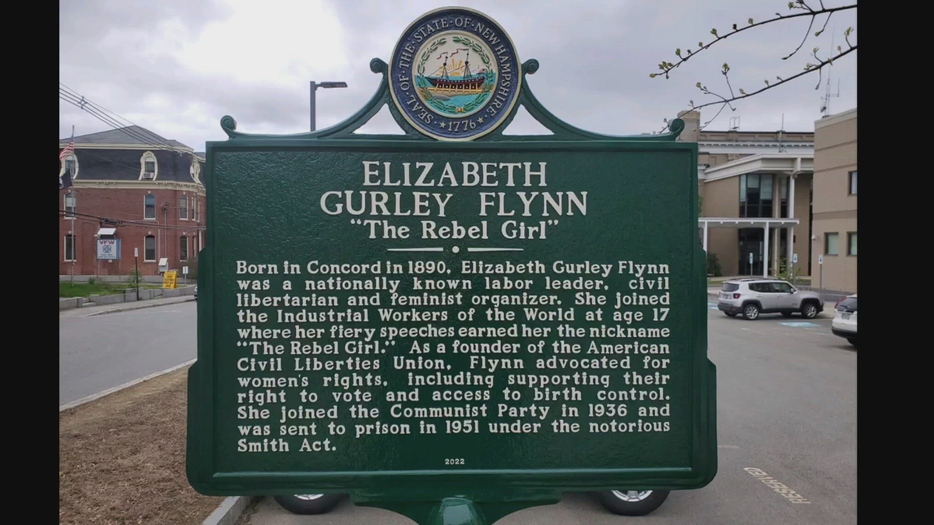 A historical marker dedicated to a feminist and labor activist in New Hampshire who also led the Communist Party was removed just two weeks after it was unveiled.