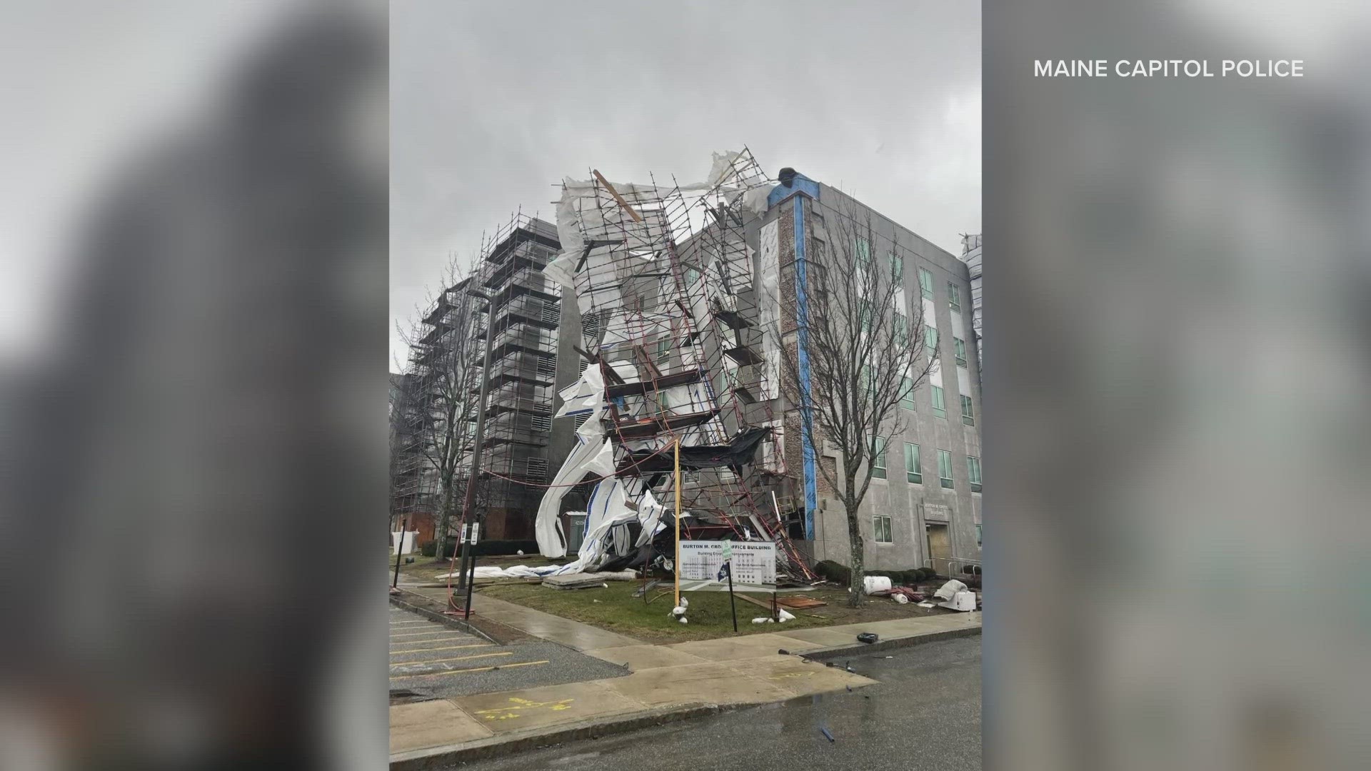 Scaffolding at Cross Office building in Augusta collapses in windstorm