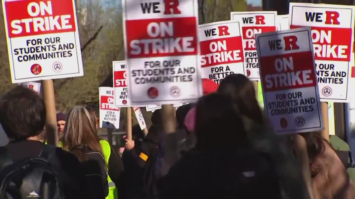 Employees at Rutgers University strike after labor negotiations stall