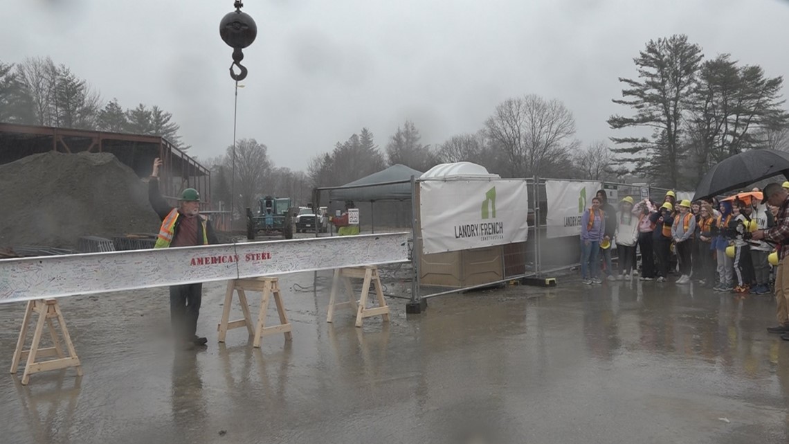 Final beam raised in major school project in Skowhegan