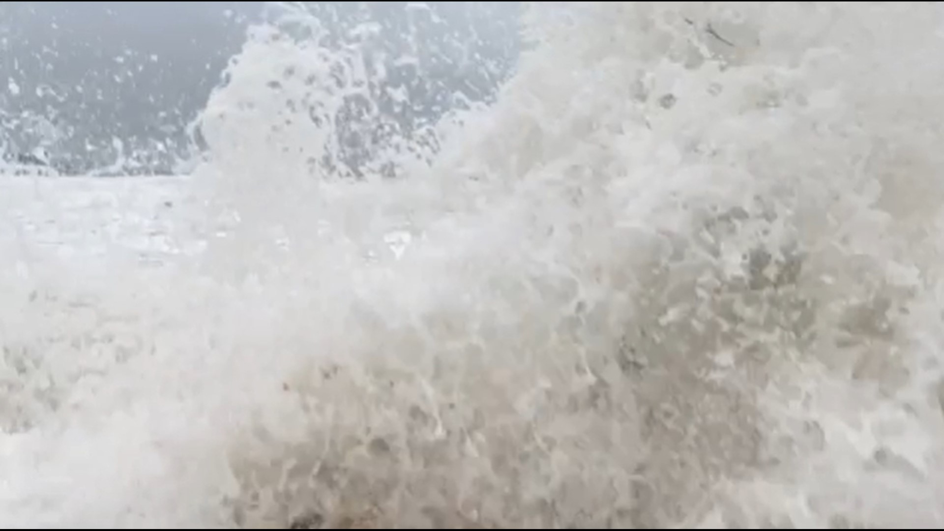 Views of crashing waves at Higgins Beach during Saturday's storm.