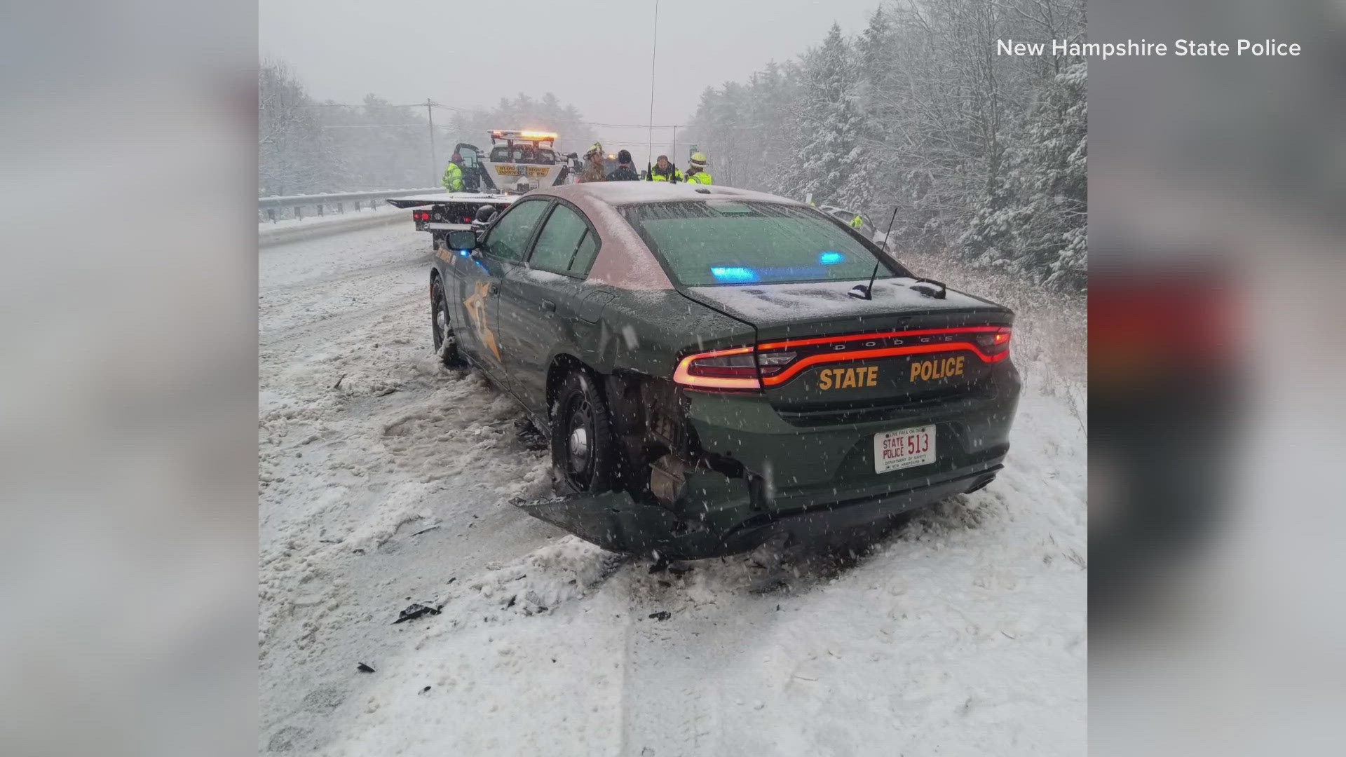 Law enforcement say a trooper was helping a driver in Sutton when another driver from Vermont crashed into the parked cruiser. No injuries were reported.