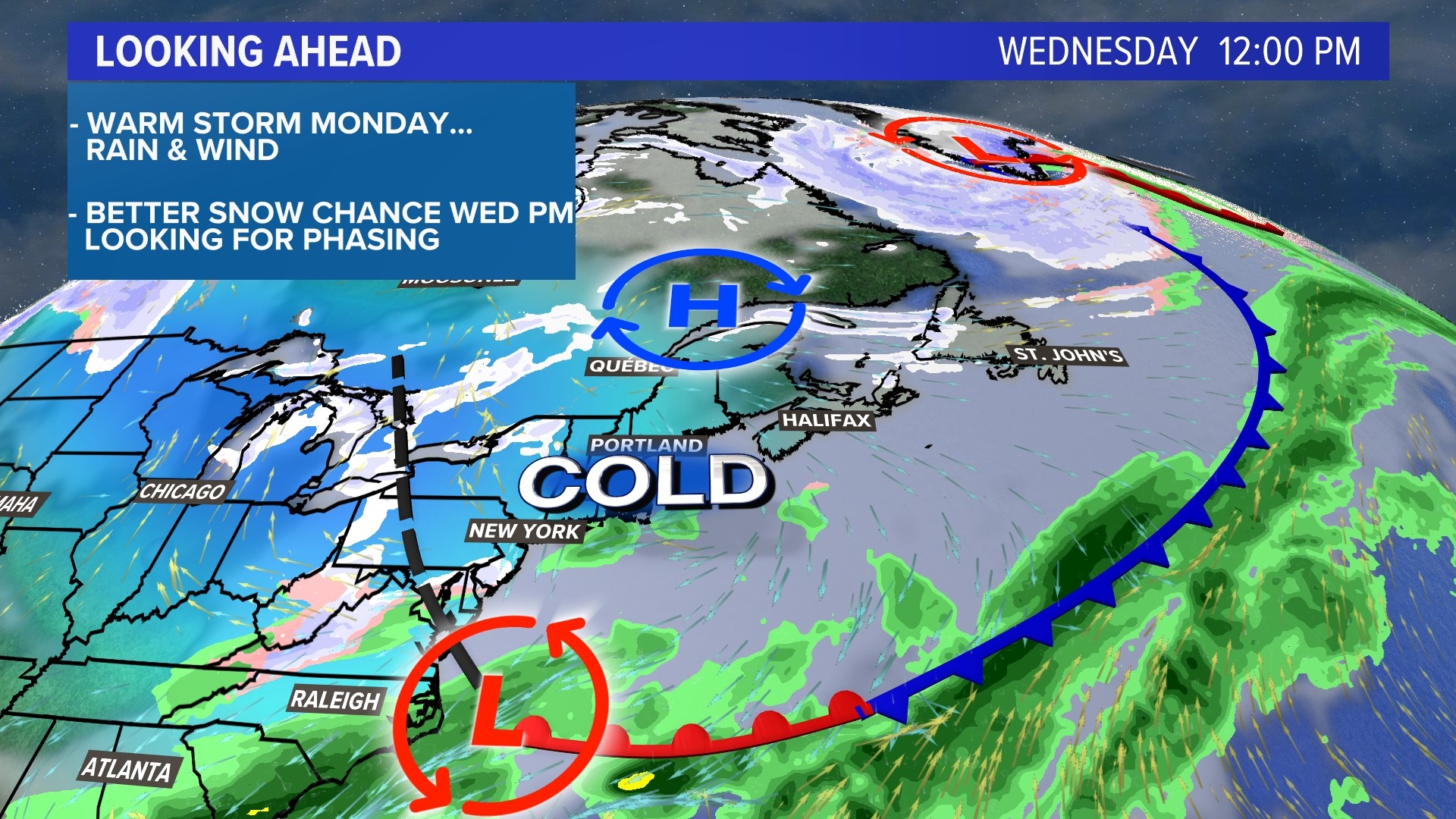 Rain and wind storm Monday, possible snow on Wednesday in Maine ...