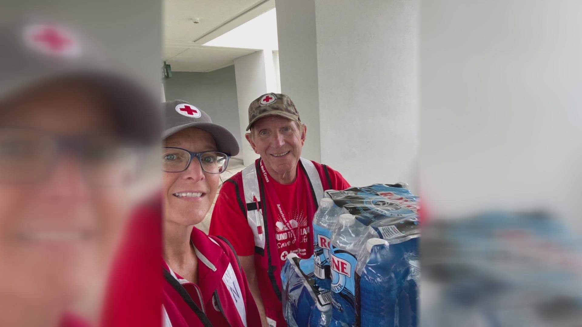 Volunteering with Red Cross Northern New England, Ann and Bob Cibelli, of Acton, are stationed at an emergency shelter in Tampa amid Hurricane Ian.