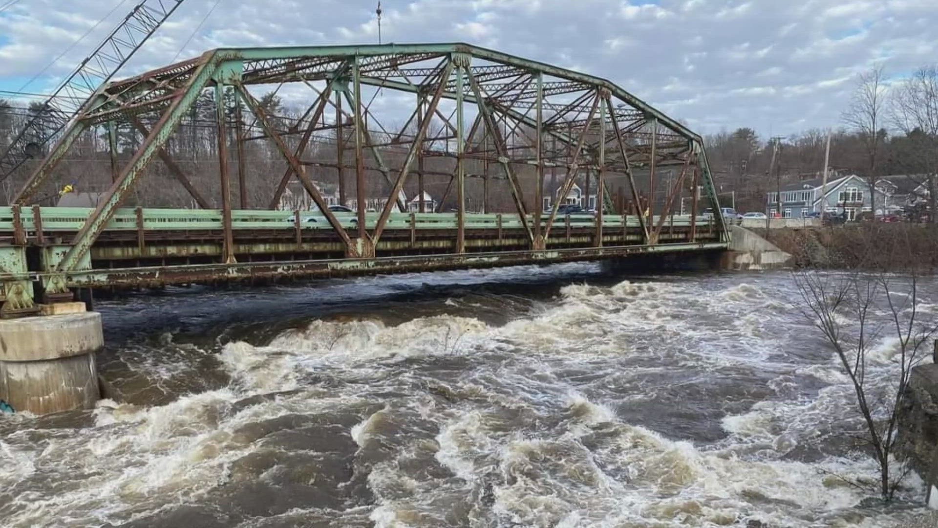 The Androscoggin River crested at just over 20 feet this morning and is continuing to drop.