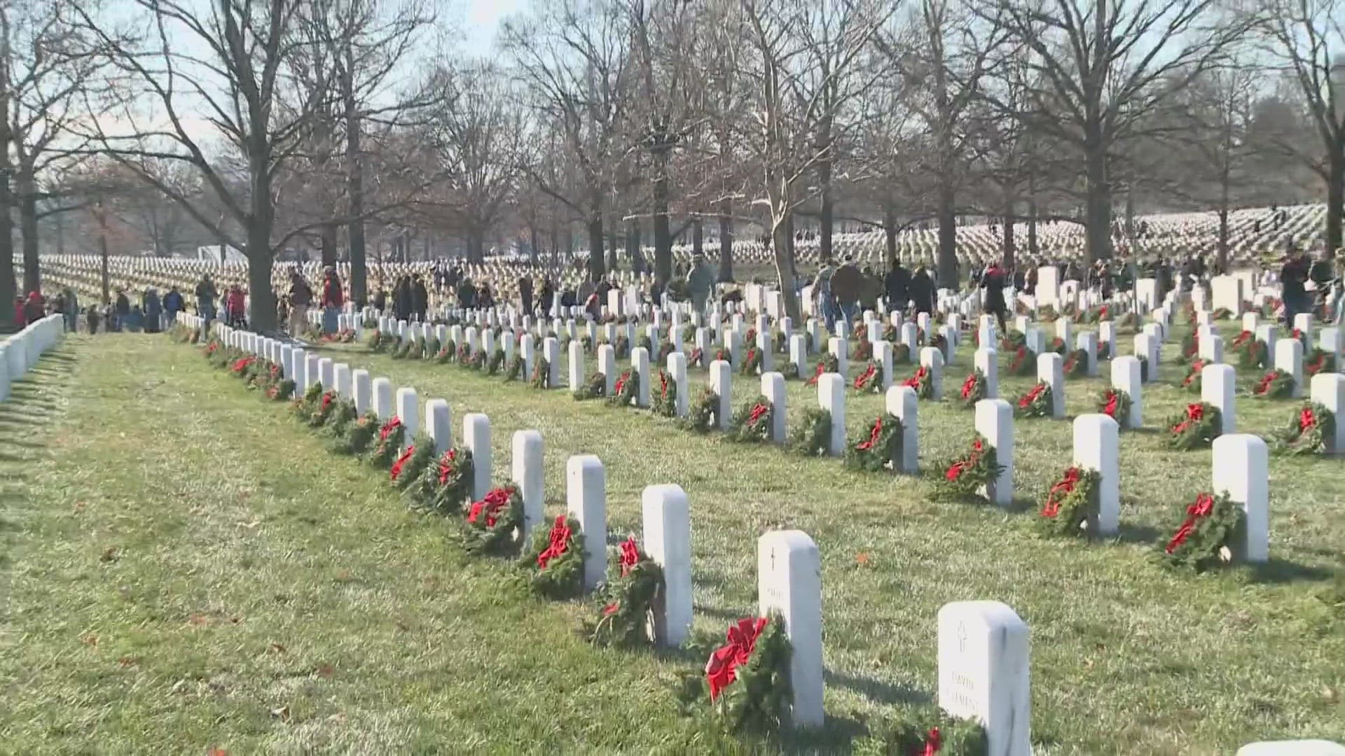 Each year, hundreds of thousands of wreaths are loaded onto truck and taken to Washington, D.C. They’ll all be placed on tombstones at Arlington National Cemetery.
