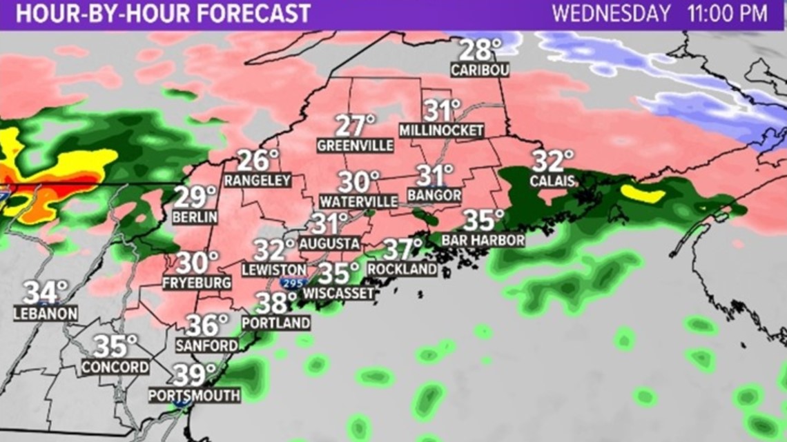 Maine weather forecast Freezing rain in Maine on Wednesday